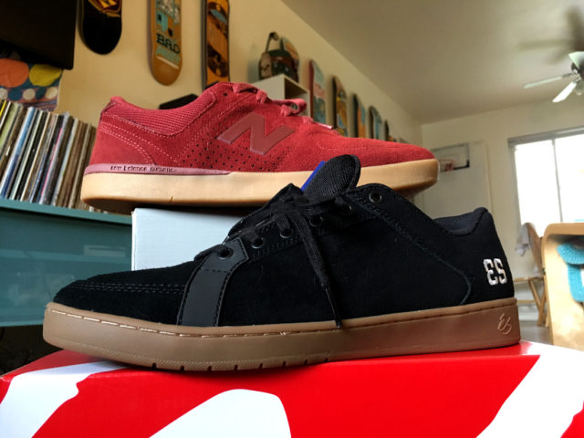 skate shoe debate.  corporate vs skater owned nikesb es emerica lakai nbnumeric adidas